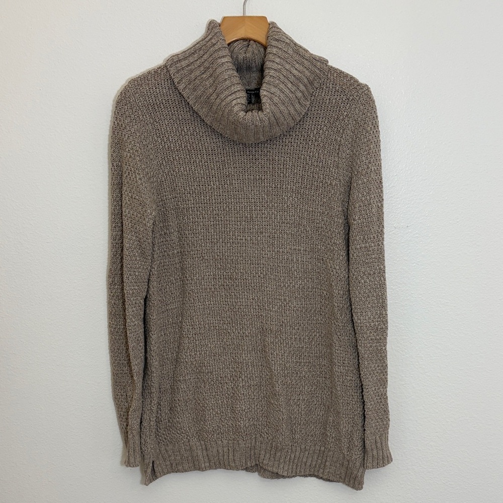 Hilary Radley Cozy Tan Turtleneck Knit Sweater